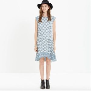 Madewell blue and white drop waist dress